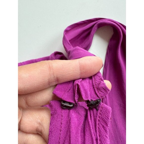 STEPHAN JANSON Purple 100% Silk Crepe De Chine V-Neck Halter Tank, Size 44 - Picture 7 of 11